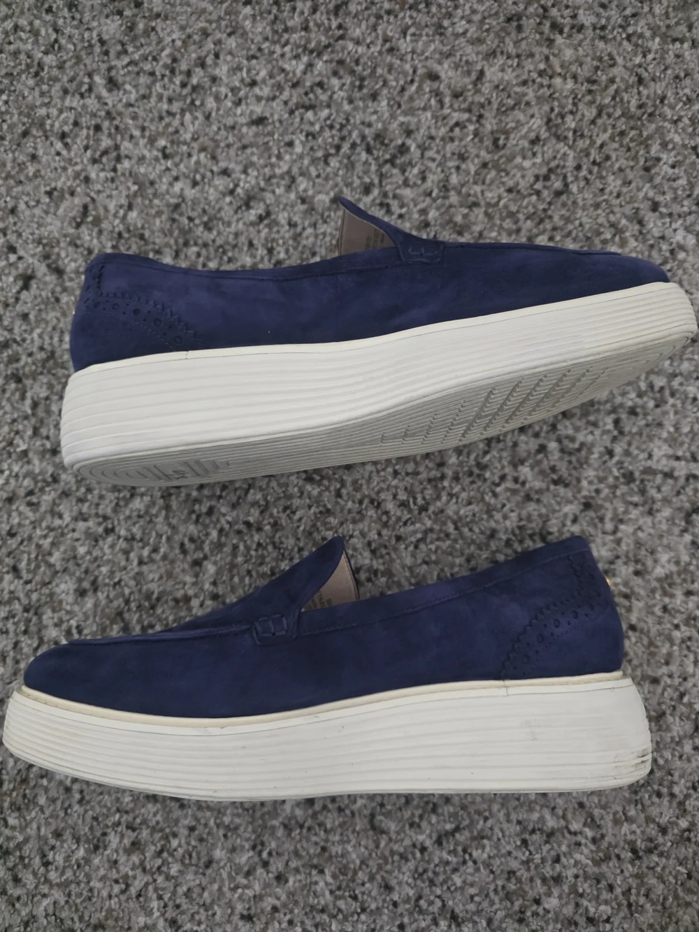 Classic Navy Suede Platform Loafers - Women's Slip-On Flats COLE HAAN Sz 9